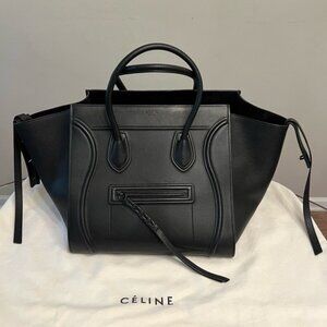 Celine Black Baby Grained Calfskin Medium Phantom Luggage Tote Bag - Pristine Co